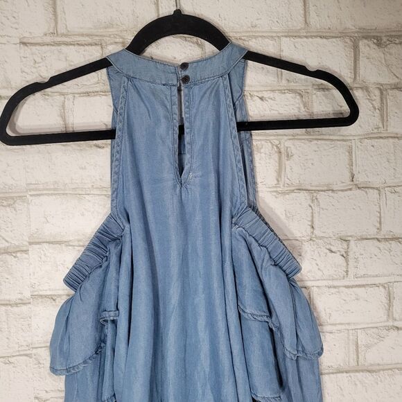 Blue Rain lyocell blue open shoulder top - Picture 12 of 12